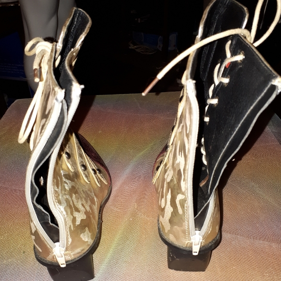 Gold metallic 2 tone boots - Picture 3 of 4